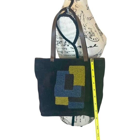 LAMARTHE PARIS TOTE SUEDE BROWN EMBROIDERED DETAILS MADE IN ITALY VERSATILE - Picture 6 of 16